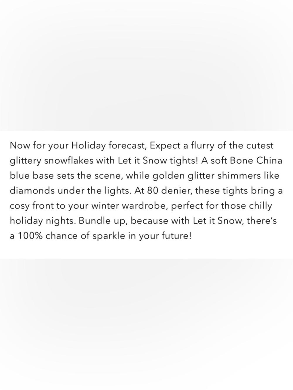 Let It Snow SNAG Tights E NEW 80 Denier Bone China Blue GLITTER winter snowflake - Picture 5 of 10